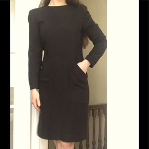 80s Vintage Black Sheath Dress - Long sleeve